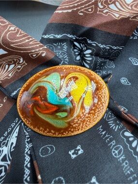 Vintage Copper Enamel Scarf Clip #434SC